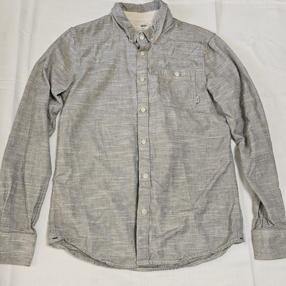 Vans Gryy Long-Sleeved Button-Down Textured Dress Shirt Mens Size Small